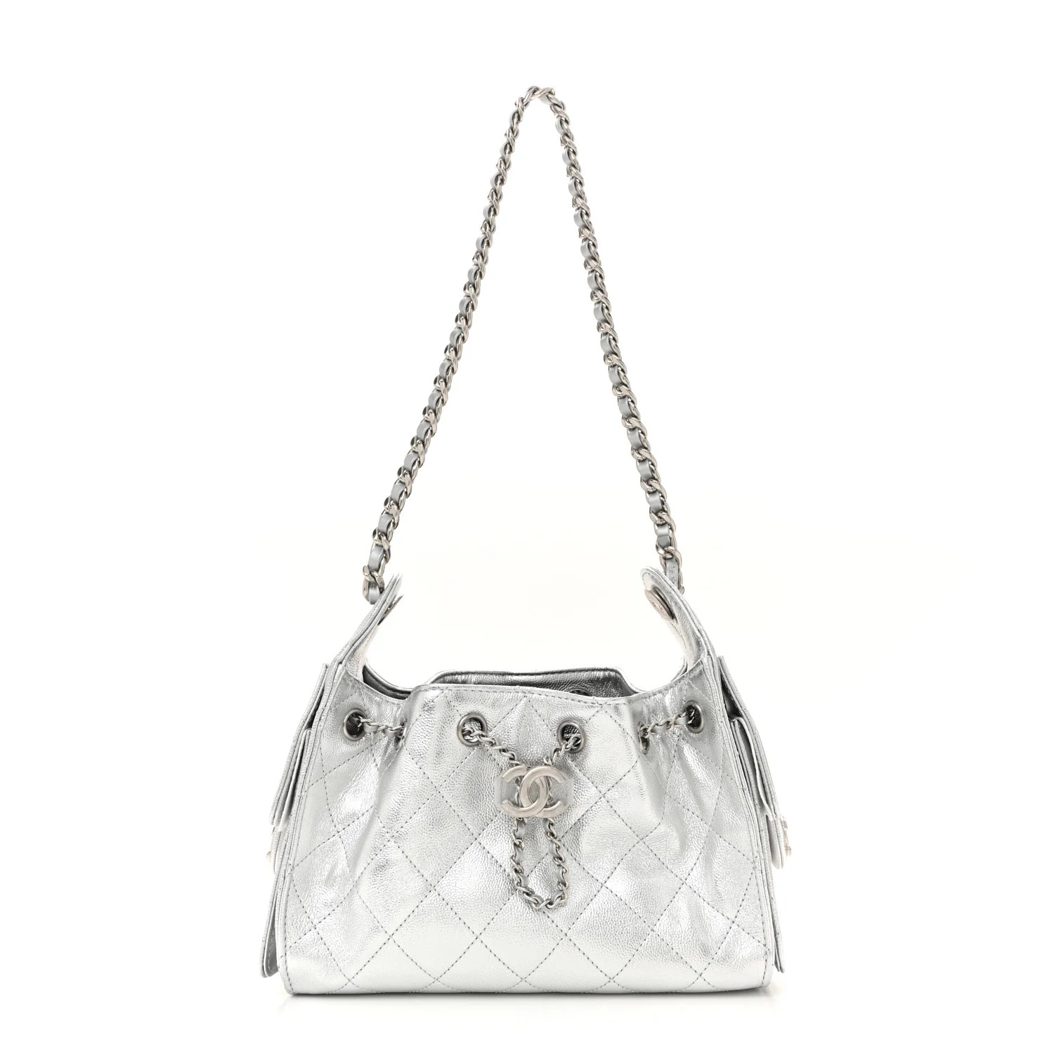 Metallic Caviar Quilted Mini Chanel 25 Handbag Silver | FASHIONPHILE (US)