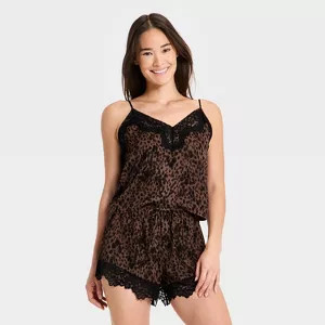 Women's Lace Trim Satin Pajama Tank Top - Auden™ Purple M | Target