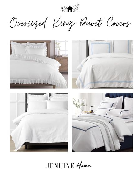 Oversized king duvet covers that come in white and multiple colors. The ruffled covers are actually even bigger than the stated size because the ruffle details adds more length! 

Bedroom, bedding, linen, cotton, French country, grandmillenial 

#LTKhome