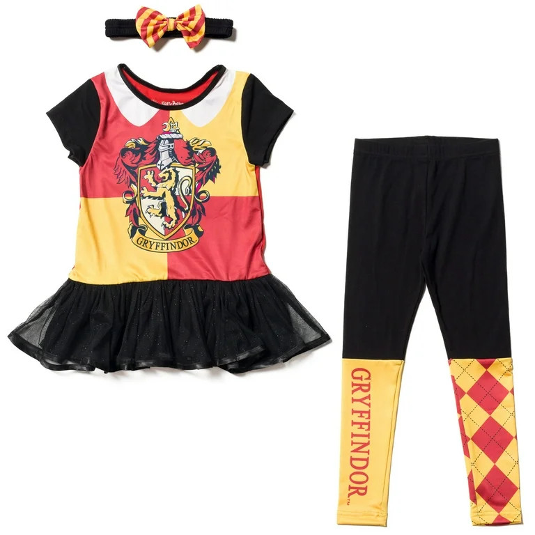 Harry Potter Little Girls Cosplay T-Shirt Dress Leggings and Headband 3 Piece Outfit Set Little K... | Walmart (US)