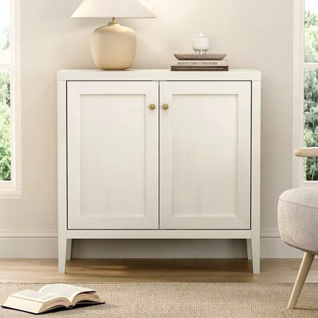 EYYTHUNG Sideboard Buffet Cabinets with Adjusable Shelves, Farmhouse Storage Cabinet, Credenza, Accent Cabinet, Kitchen Coffee Bar Console Table, Antique White | Walmart (US)