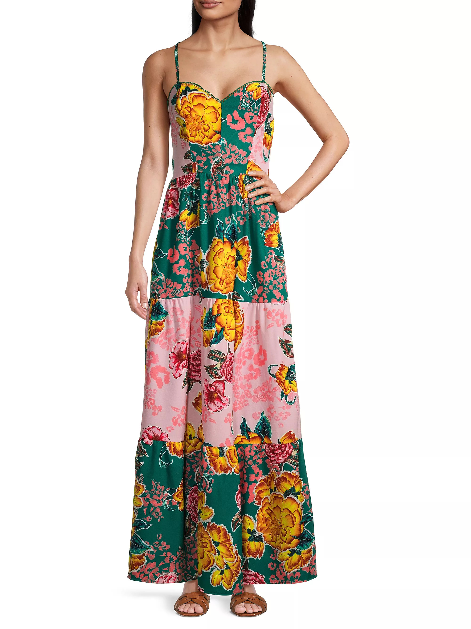 Fiorever Suzie Patchwork Floral Maxi Dress | Saks Fifth Avenue