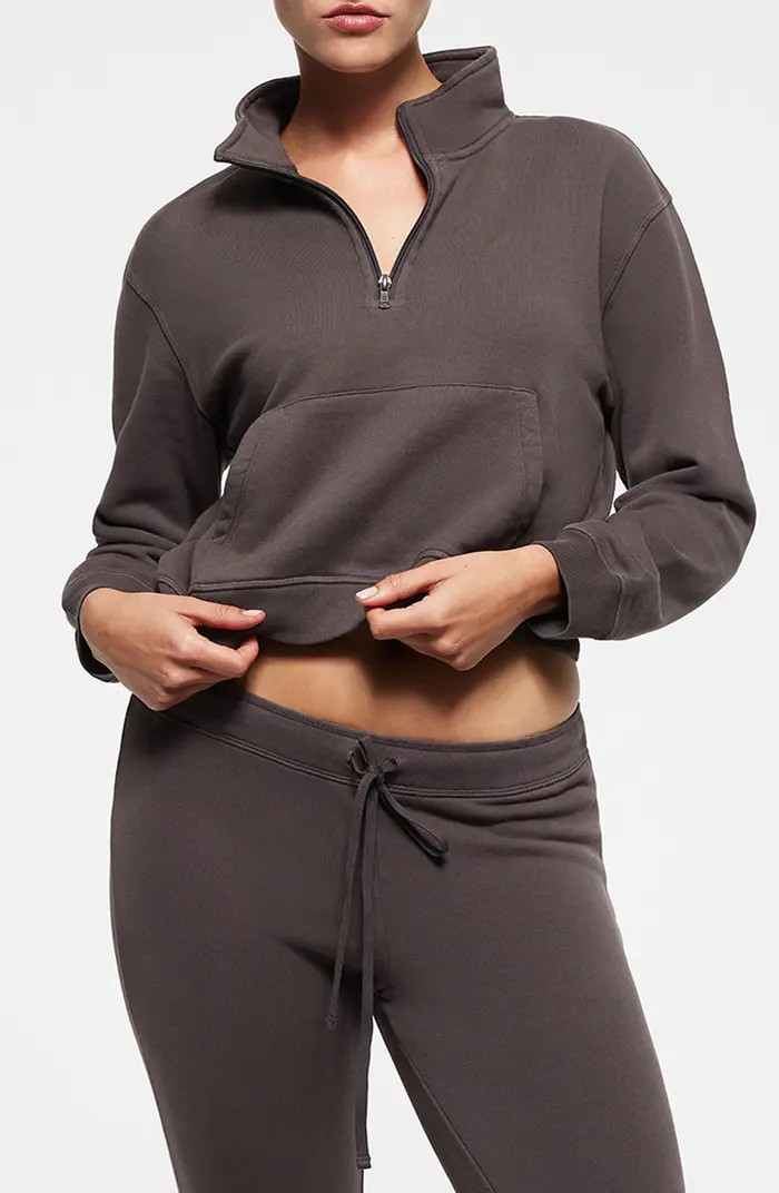 SKIMS Shrunken Organic Cotton Half Zip Pullover | Nordstrom | Nordstrom