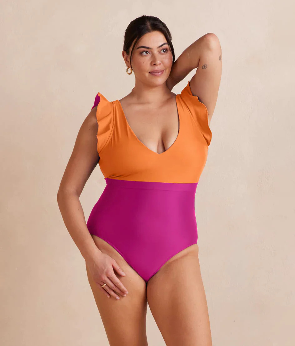 Summersalt The Ruffle Backflip - Hibiscus & Tangerine Size: 4 | SummerSalt