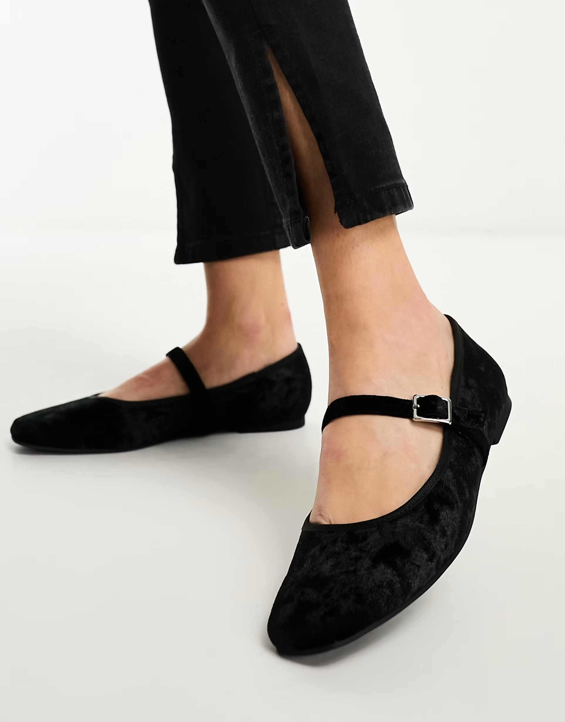 ASOS DESIGN League velvet Mary jane ballet in black | ASOS | ASOS (Global)