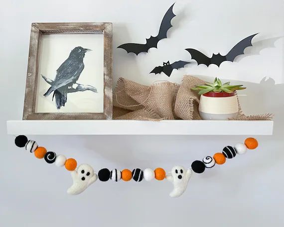 HALLOWEEN DECOR. Halloween Garland. Pom Poms Garland. Ghost - Etsy Canada | Etsy (CAD)