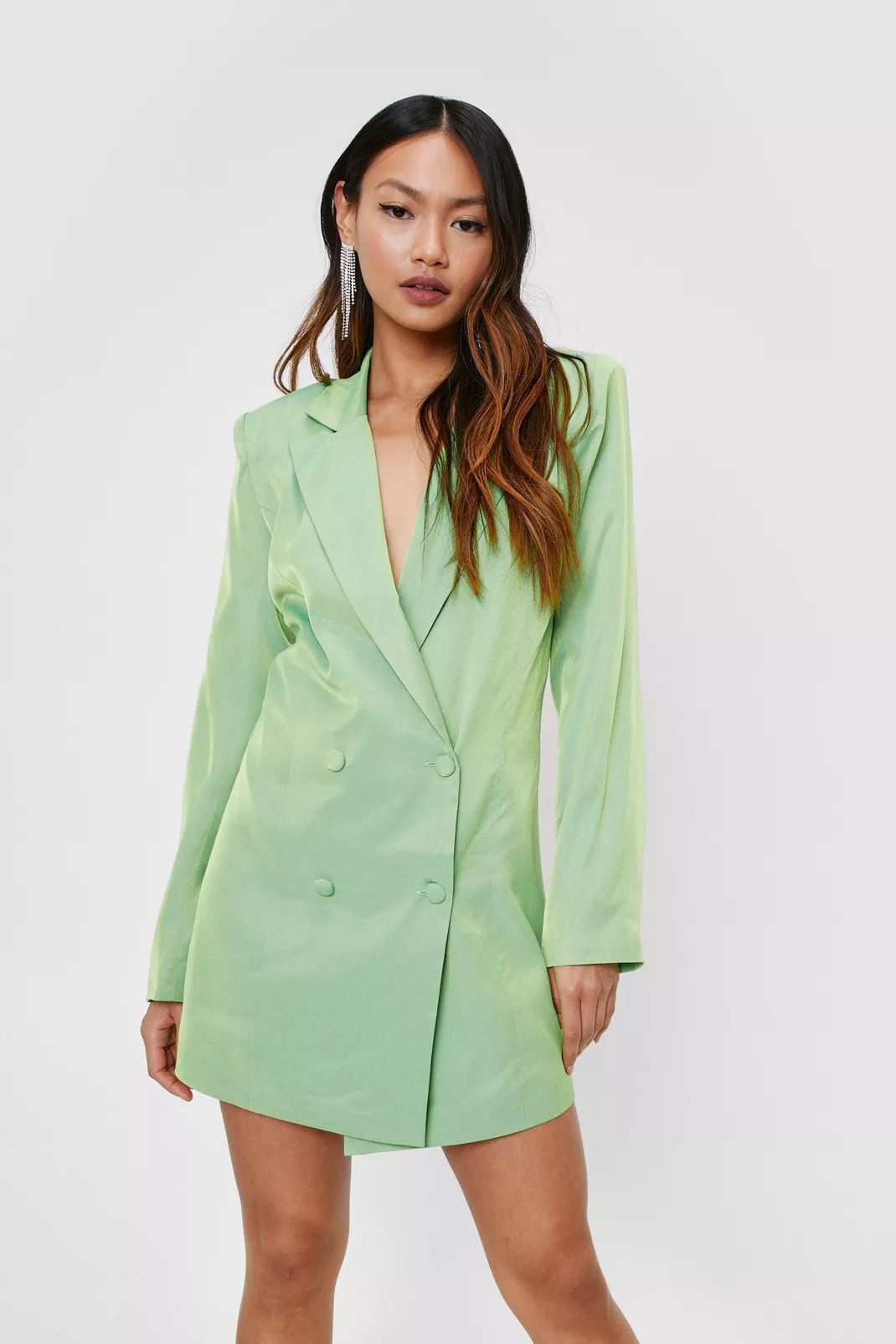 Petite Shimmer Double Breasted Mini Blazer Dress | Nasty Gal (US)