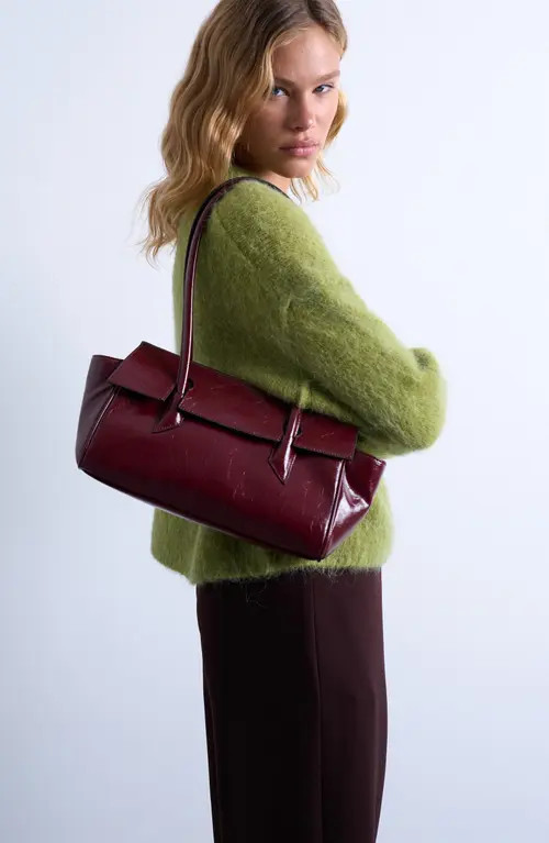 Topshop Faux Leather Flap Shoulder Bag in Burgundy at Nordstrom | Nordstrom