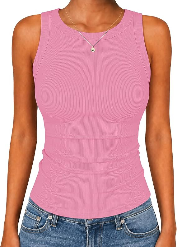 GAYHAY Womens Ribbed Tank Tops High Neck Sleeveless Soft Stretchy Slim Fit Racerback Shirts for C... | Amazon (US)
