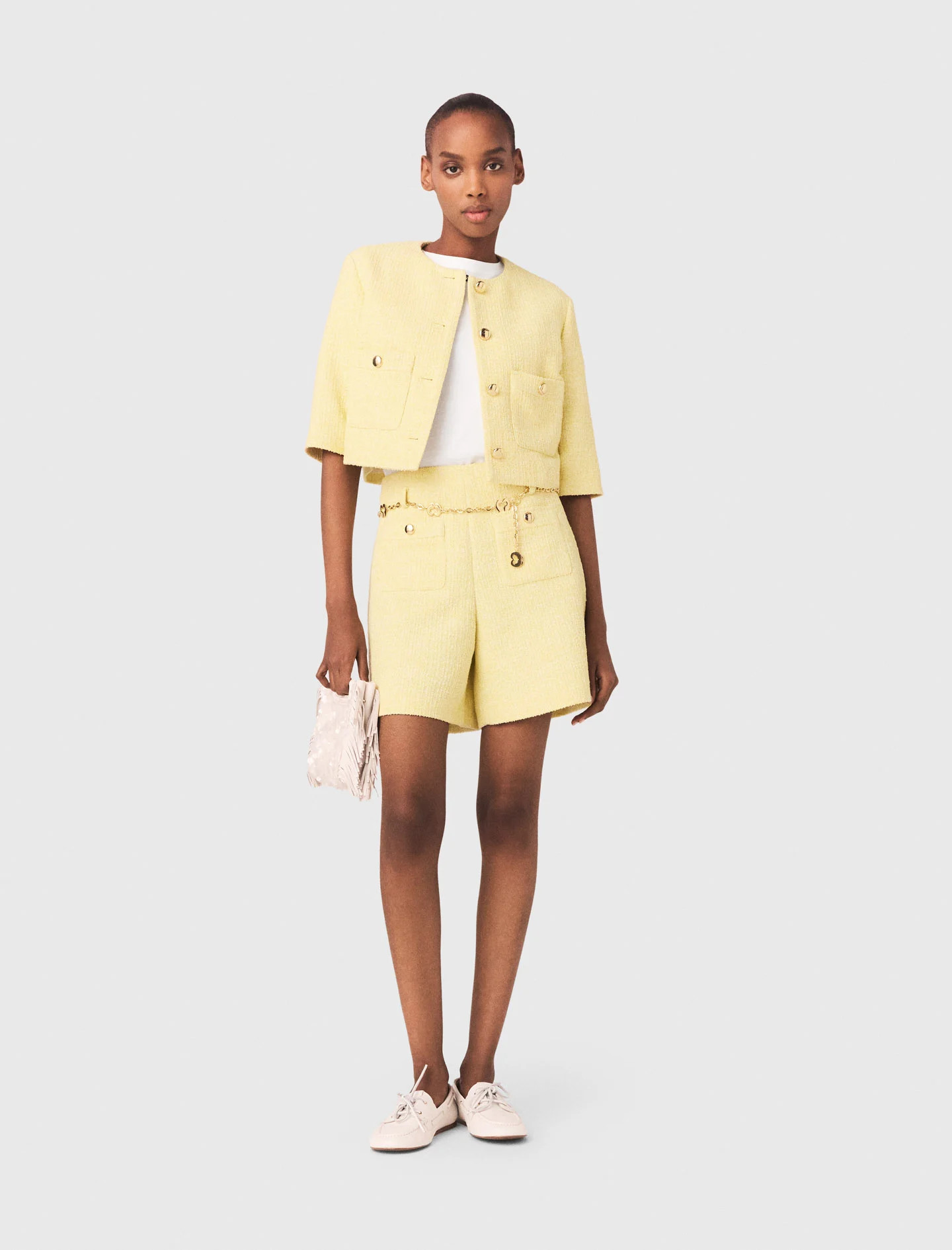 Tweed shorts Yellow / Orange for Women | Maje | Maje US