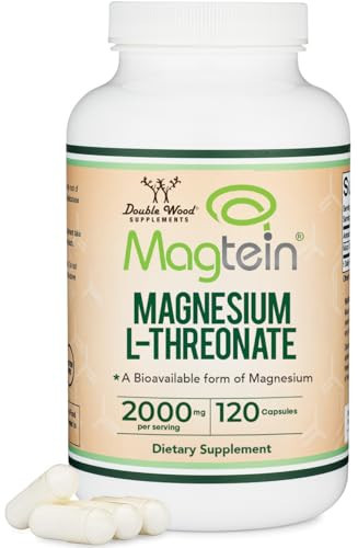 Magnesium L Threonate, Magtein, Sleep and Cognitive Support – High Absorption – Most Bioavailable Form of Magnesium – 2,000 mg – 120 Capsules | Amazon (US)
