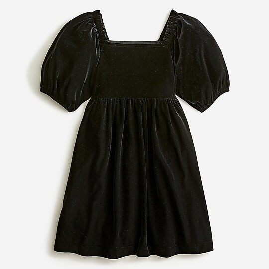Girls' velvet puff-sleeve dress | J. Crew US