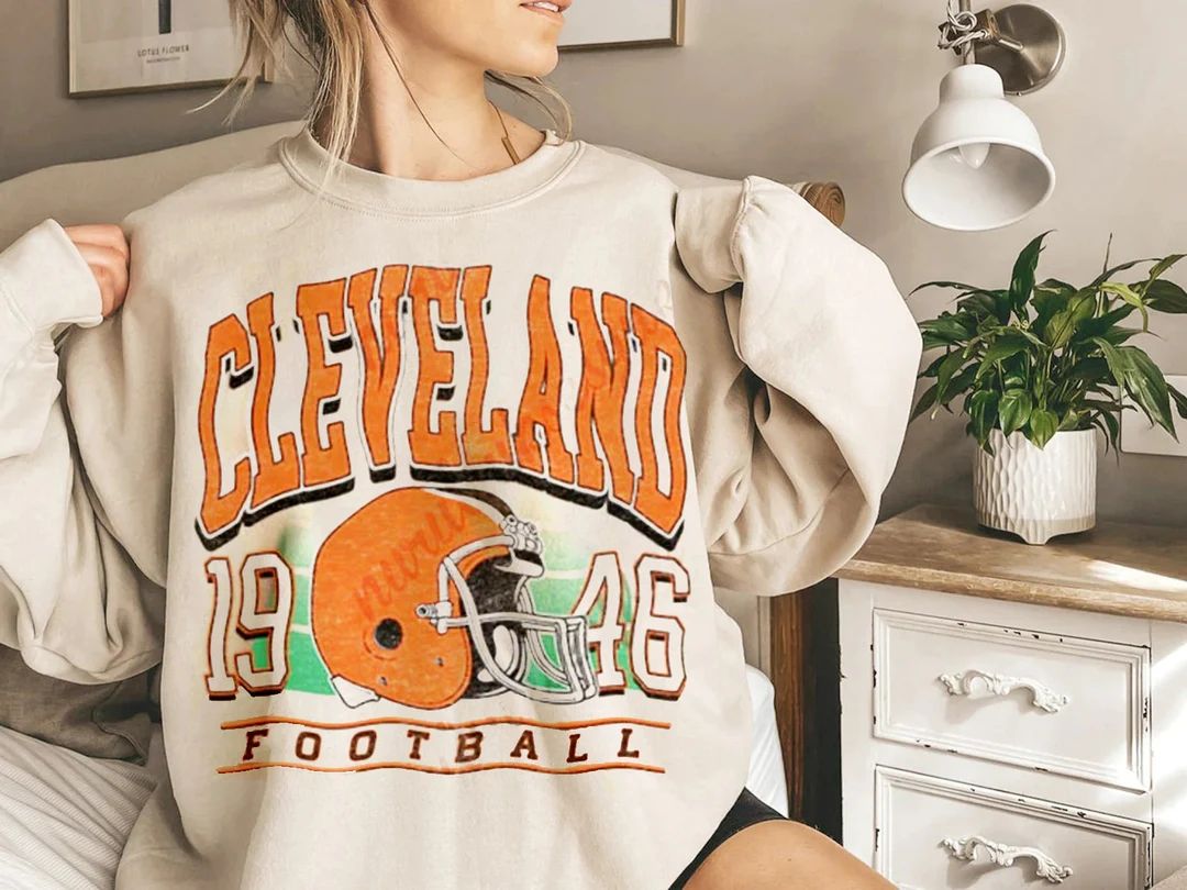 Cleveland Football Shirt  Vintage Football Team Hoodie  - Etsy | Etsy (US)