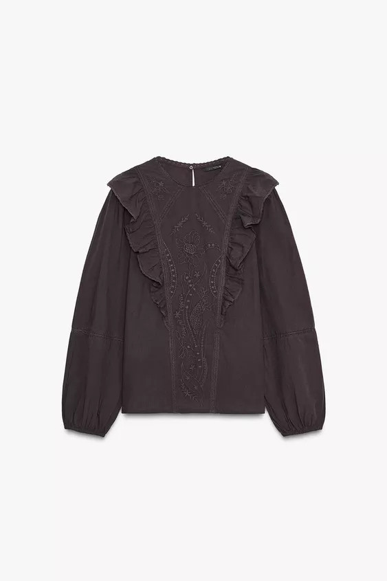 FLORAL EMBROIDERY BLOUSE | Zara US