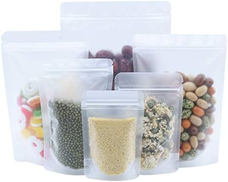 100 Pack 3.5x5.1 inch Resealable Stand Up Bags Matte Clear Zipper Lock Heat Seal Pouch with Tear Not | Amazon (US)