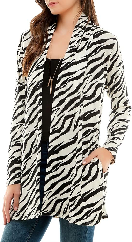Women's Casual Animal Print Lightweight Open Front Cardigans with Pockets and Basic Long Sleeve S... | Amazon (US)
