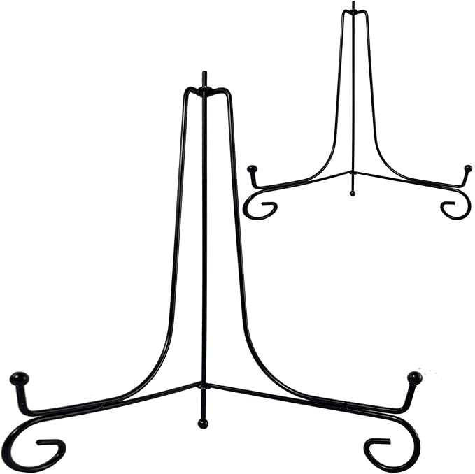 2PCS Premium Black Iron Plate Stands for Display 10 Inch, Decorative Solid Metal Plate Holders fo... | Amazon (US)