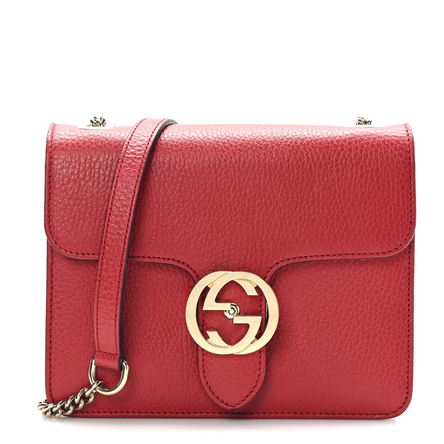 Gucci Dollar Calfskin Small Interlocking G Shoulder Bag Red | FASHIONPHILE (US)