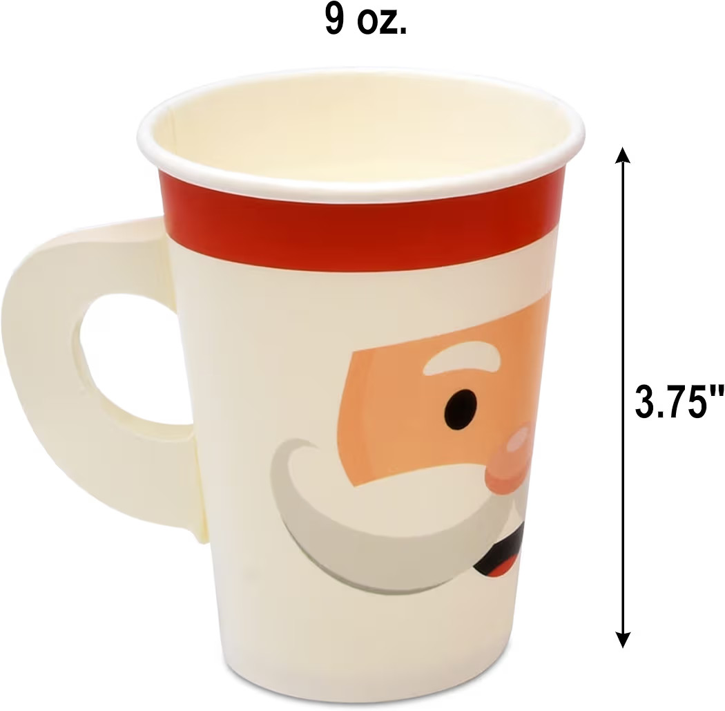 Gift Boutique 50 Pc Christmas Disposable Paper Cups with Handles 9oz Santa Face Beverage Drinking... | Amazon (US)