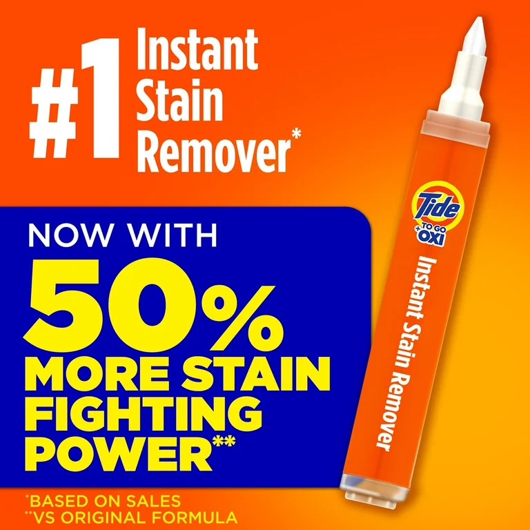 Tide To Go Mini Instant Laundry Stain Remover Pen and Spot Cleaner, Travel Size Stain Stick, 0.11... | Walmart (US)