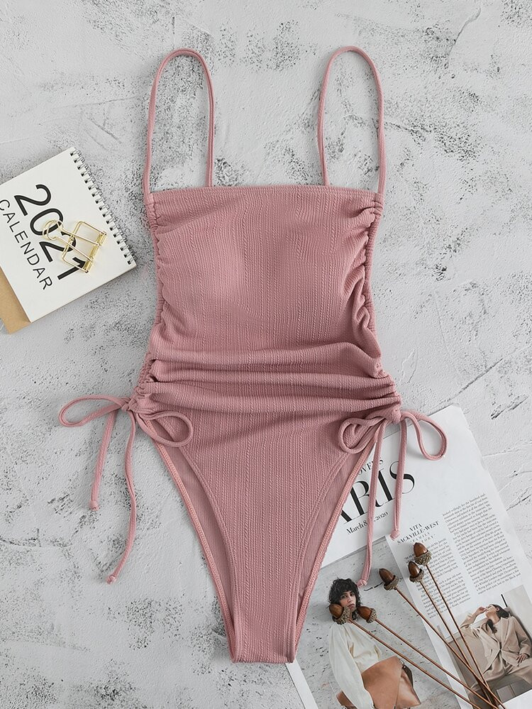 SHEIN Drawstring Side One Piece Swimsuit | SHEIN