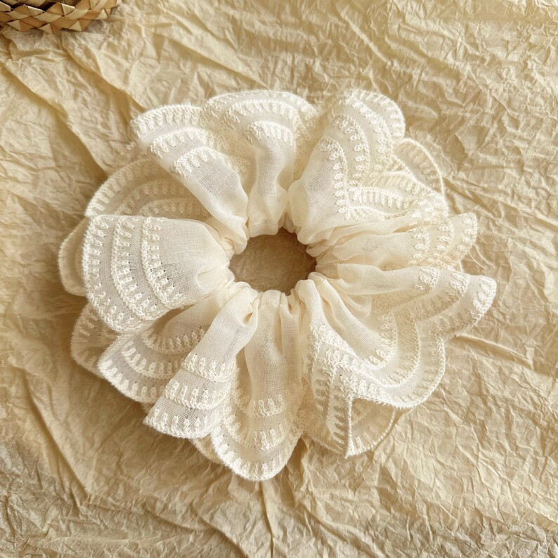 Sun Flower Lace Tirm Scrunchies Hair Tie Bun Holder Scrunchie, Hair Ties Cute Ponytail Holder, Cr... | Etsy (US)