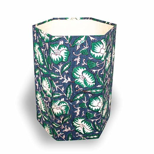 Fern Trail 3.3 Gallon Waste Basket | Small Decorative Block Printed Trash Can | Living Room, Bedr... | Amazon (US)