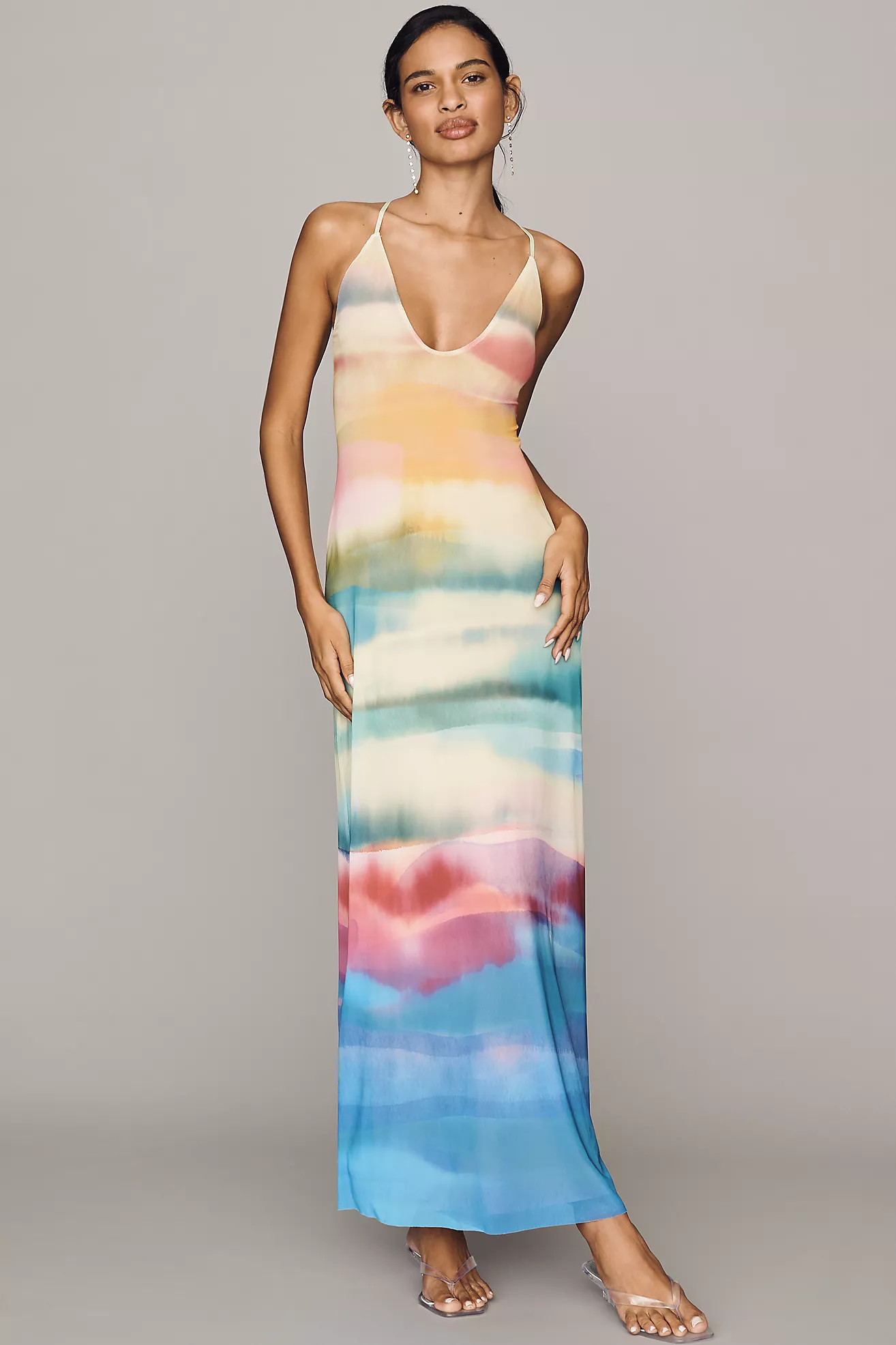 AFRM Romy Scoop-Neck Mesh Midi Dress | Anthropologie (US)