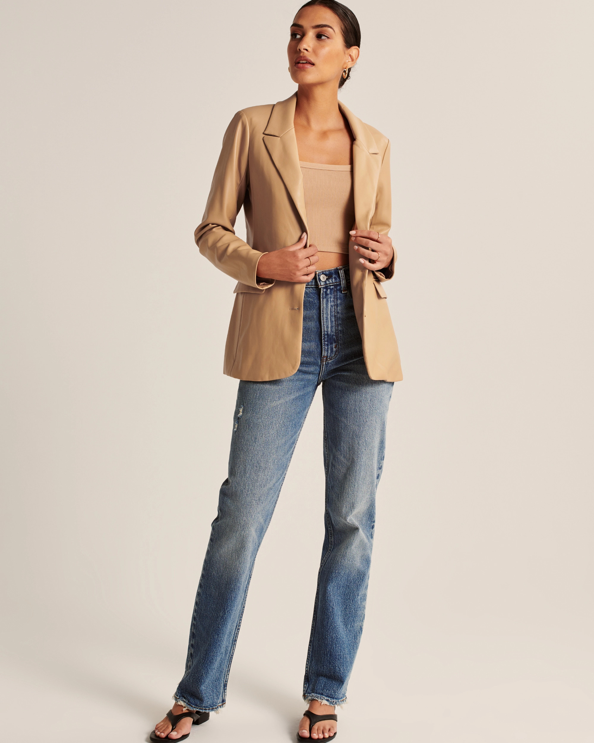 Vegan Leather Blazer | Abercrombie & Fitch (US)