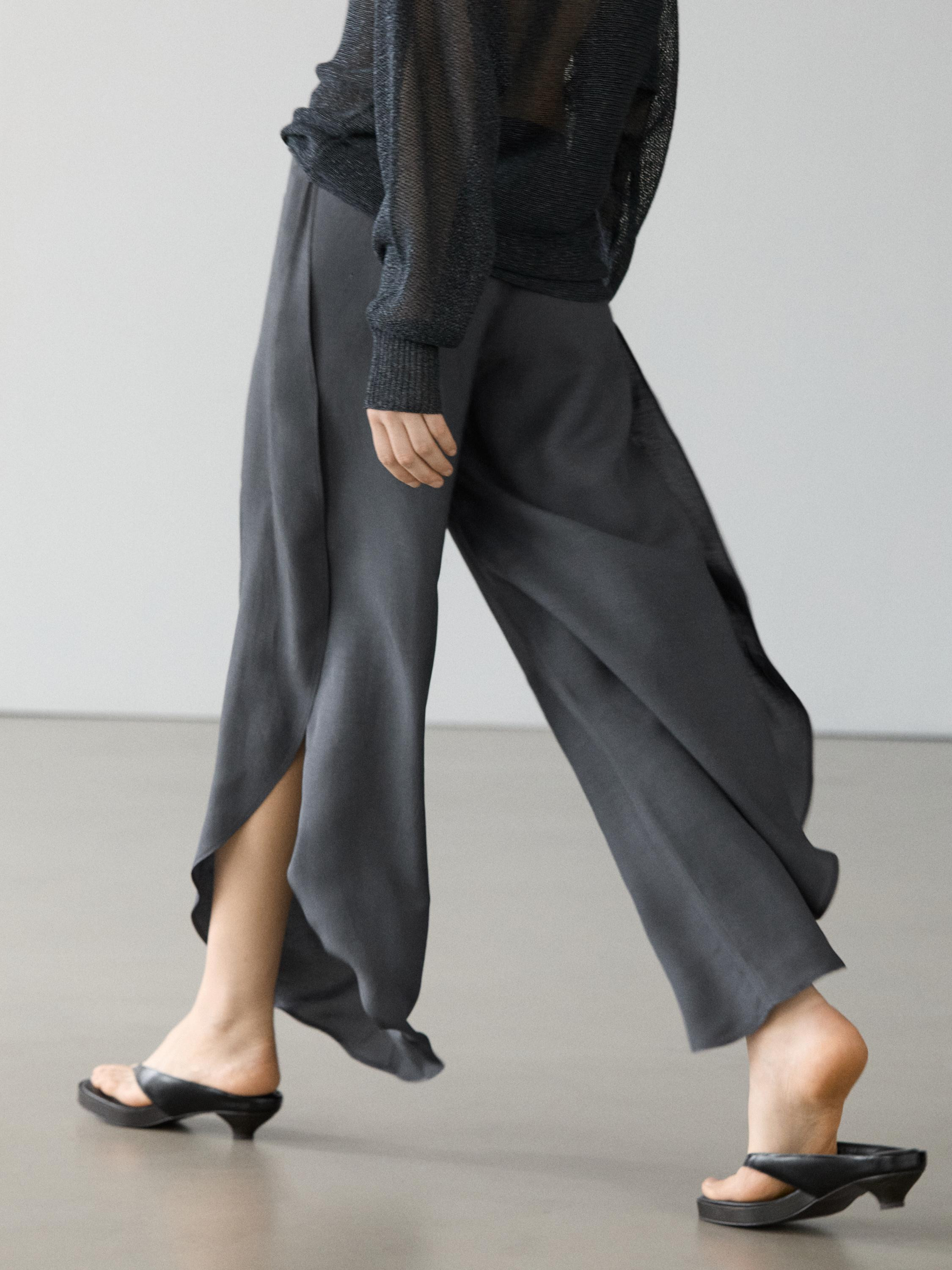 Hose mit Leinen und Schlitzdetail | Massimo Dutti DE