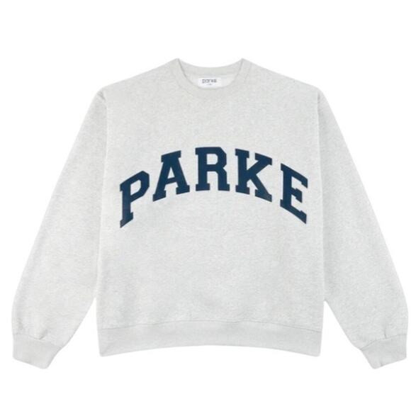 Parke NWT (bag) | Classic Gray + Navy Varsity Crew neck Sweatshirt | size L/XL | Poshmark