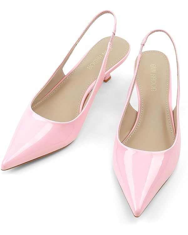 JENN ARDOR Slingback Heels for Women Low Heels Dress Shoes Kitten Pumps Dressy Heeled Sandals Wid... | Amazon (US)