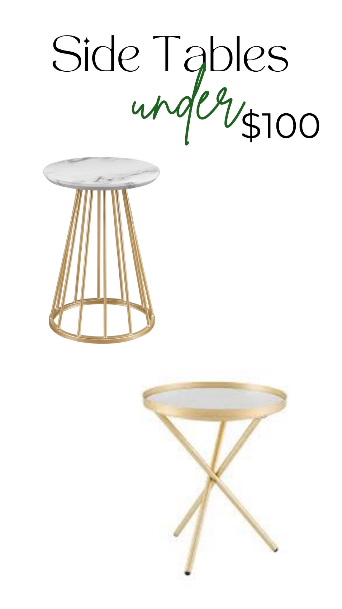 My current obsession is gold side tables with interesting bases. 

These are two of my recent faves from Walker Edison. 

I love a marble or glass top!

#LTKfindsunder100 #LTKsalealert #LTKhome