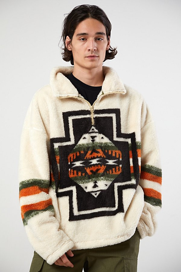UO Printed Sherpa Half-Zip Sweatshirt | Urban Outfitters (US and RoW)