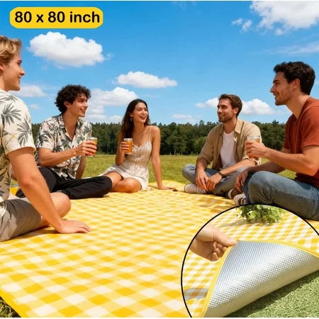 Extra Large Picnic Blanket Waterproof Sandproof Beach Blanket,Outdoor Blanket for Travel Camping Mat 80"x80 | Walmart (US)