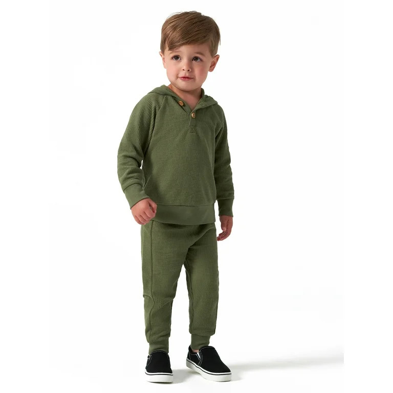 Modern Moments by Gerber Baby Boy Waffle Hoodie & Pant Outfit Set, 2-Piece, Sizes 0/3-24 Months -... | Walmart (US)