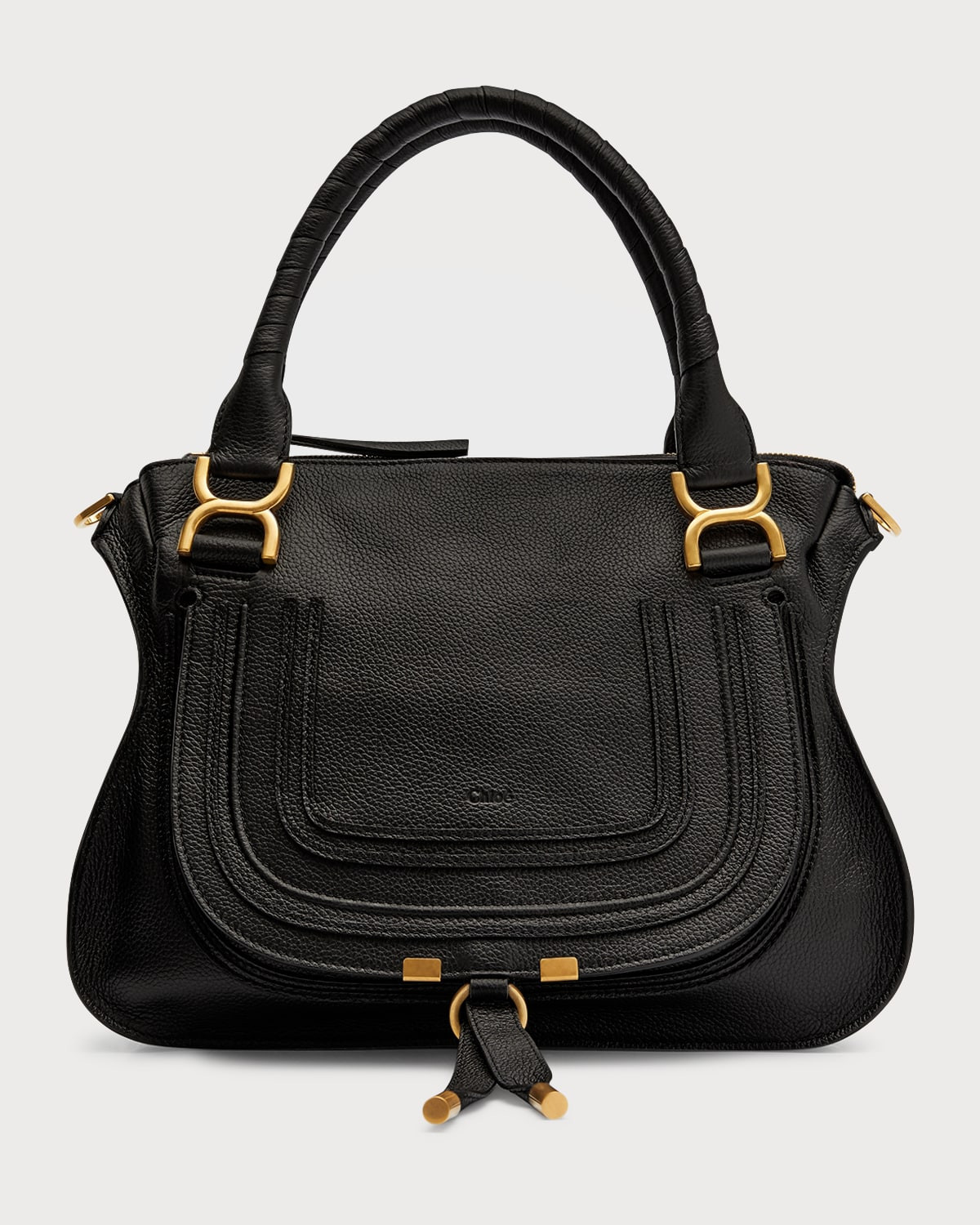 Marcie Medium Double Carry Satchel Bag in Grained Leather | Neiman Marcus
