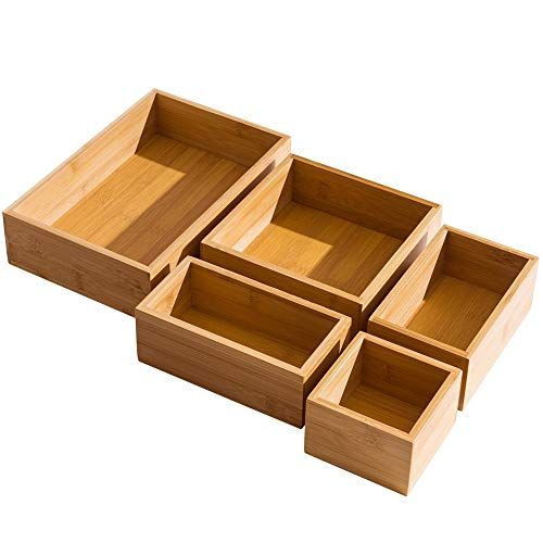 Seville Classics Bamboo Eco-Conscious Organizer Box Set Art Crafts Pens Holder Junk Drawer Utensils, | Amazon (US)