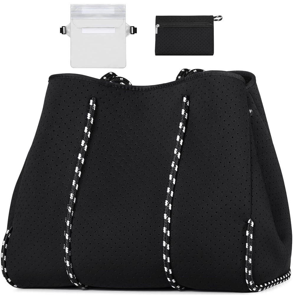 IBFUN Neoprene Bag, Large Multipurpose Beach Bag Neoprene Tote Bag with Inner Pocket for Women/Po... | Amazon (US)