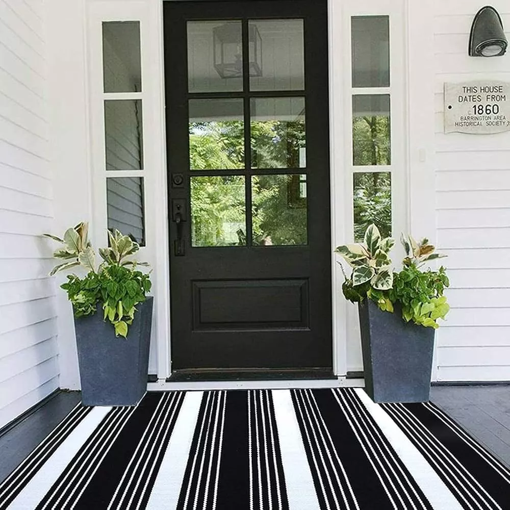 Washable Plaid Outdoor Rug 23.6 x 51.2 Inches Front Door Mat