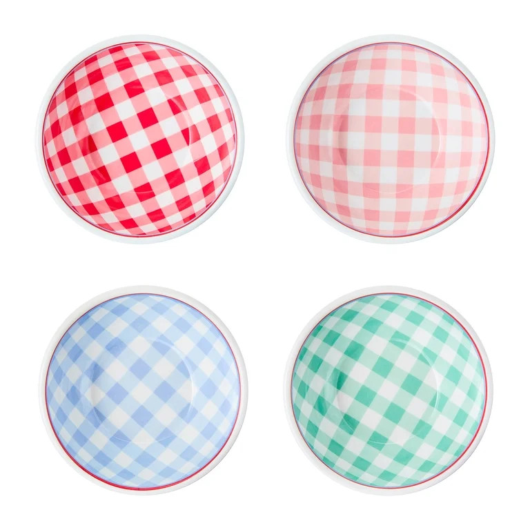 Sheila Bridges Philadelphia Collection Multicolor Gingham Melamine Dip Bowls, 4 Count | Walmart (US)