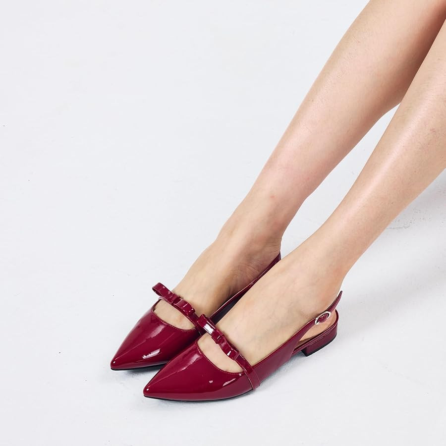 Elisabet Tang Women Slingback Flats with Rhinestone Pointed Toe Flats for Women Dressy Shoes | Amazon (US)