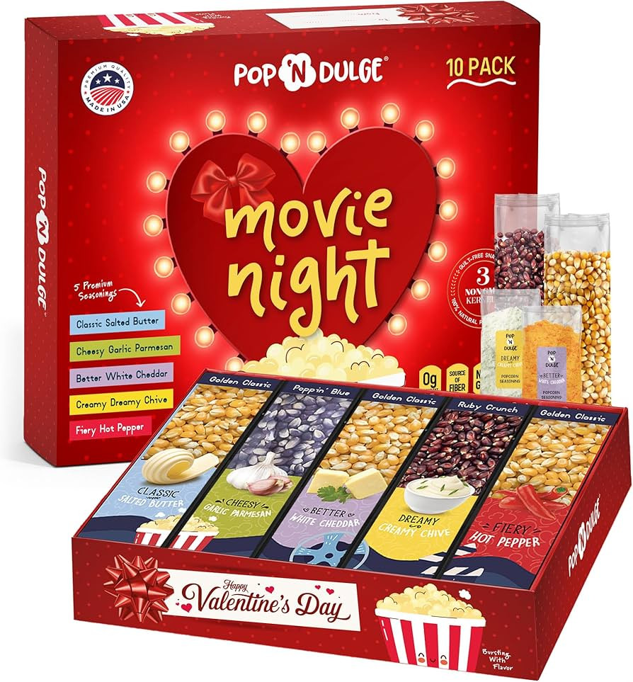 Valentines Day Gifts Movie Night Popcorn Gift Set, Valentines Day Gifts For Her Him, 10 Piece Set... | Amazon (US)