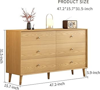 6 Drawer Dresser for Bedroom Furniture.Wood Dressers & chests of Drawers.Beveled Edge Design, Han... | Amazon (US)