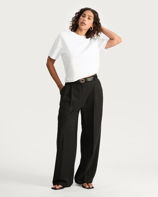 F&F Wide Leg Pleated Trousers in Black | Tesco F&F