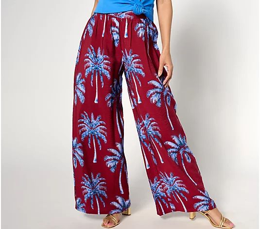 Peace Love World Boheme Regular Printed Pull-On Wide Leg Pant - QVC.com | QVC