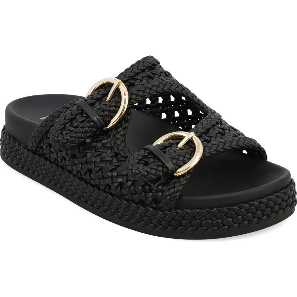 MIA Braided Buckle Strap Platform Sandal in Black at Nordstrom, Size 6 | Nordstrom