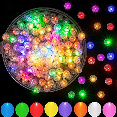JJGoo 100Pcs Multicolor LED Balloon Lights, Waterproof Flash Round Tiny Led Light for Paper Lantern  | Amazon (US)
