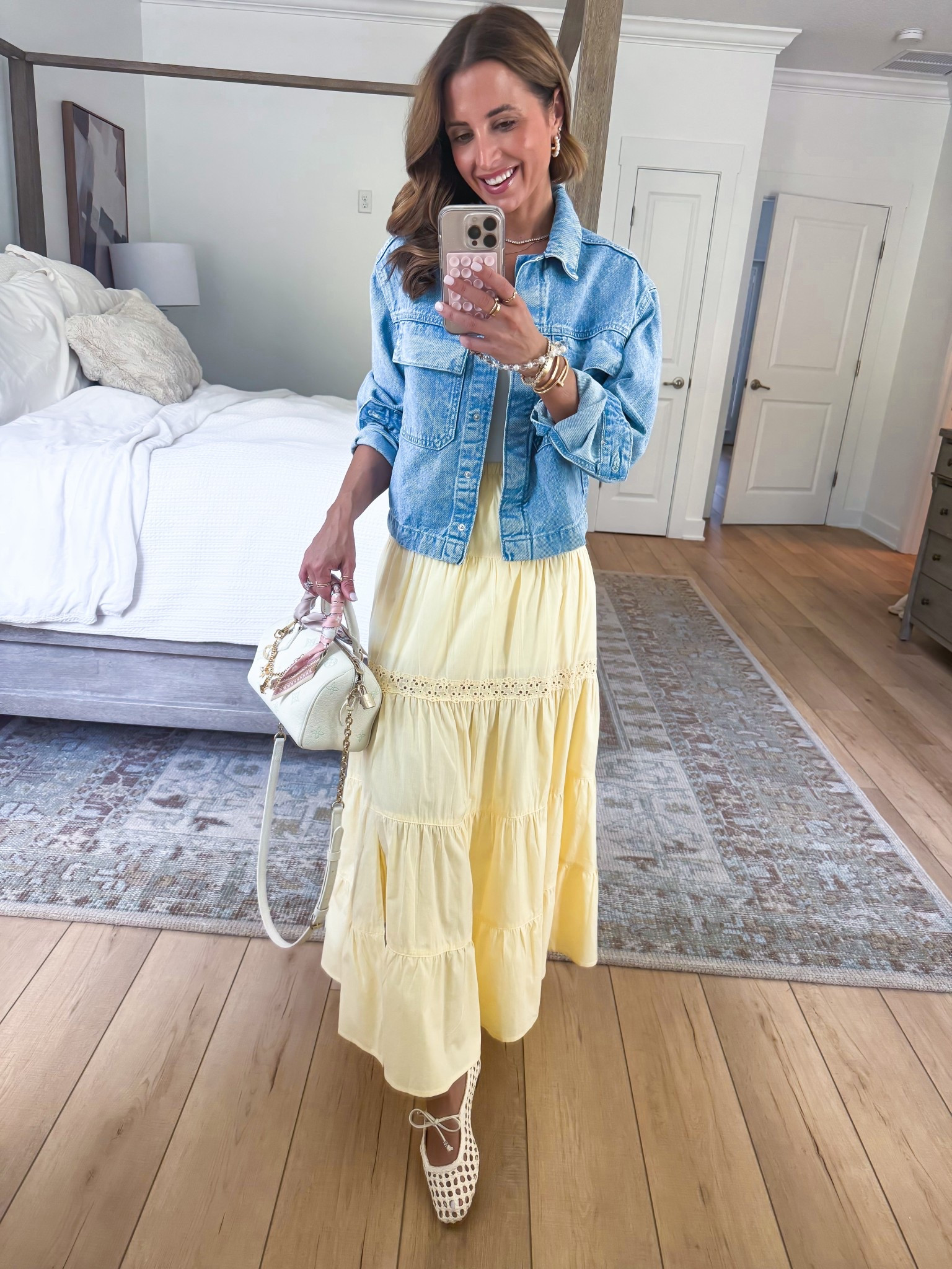 New Target arrivals. New spring arrivals. Spring outfits. Summer outfits. Resort wear. Matching sets. Butter yellow maxi skirt in XXS. Crop denim jacket in XS. 

#LTKootd #LTKgrwm #LTKPetite