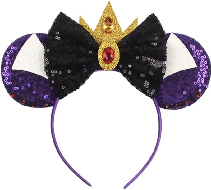 CLGIFT Halloween Minnie Ears, Orange Minnie Ears, Black Web Mickey Ears Headband, Halloween Minni... | Amazon (US)